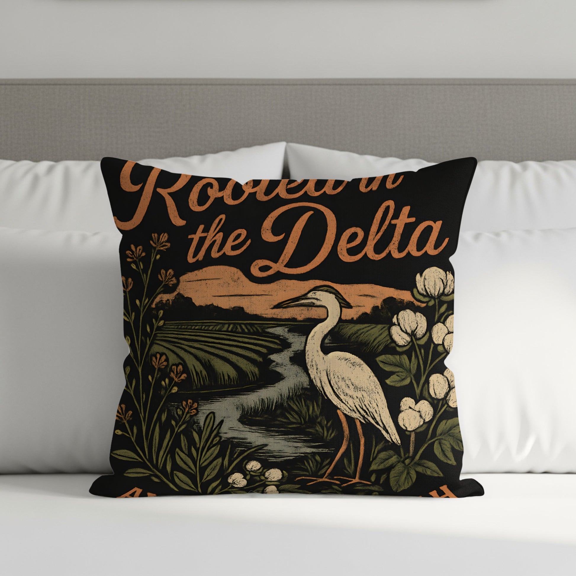 Rooted in the Delta Design Throw Pillow product type