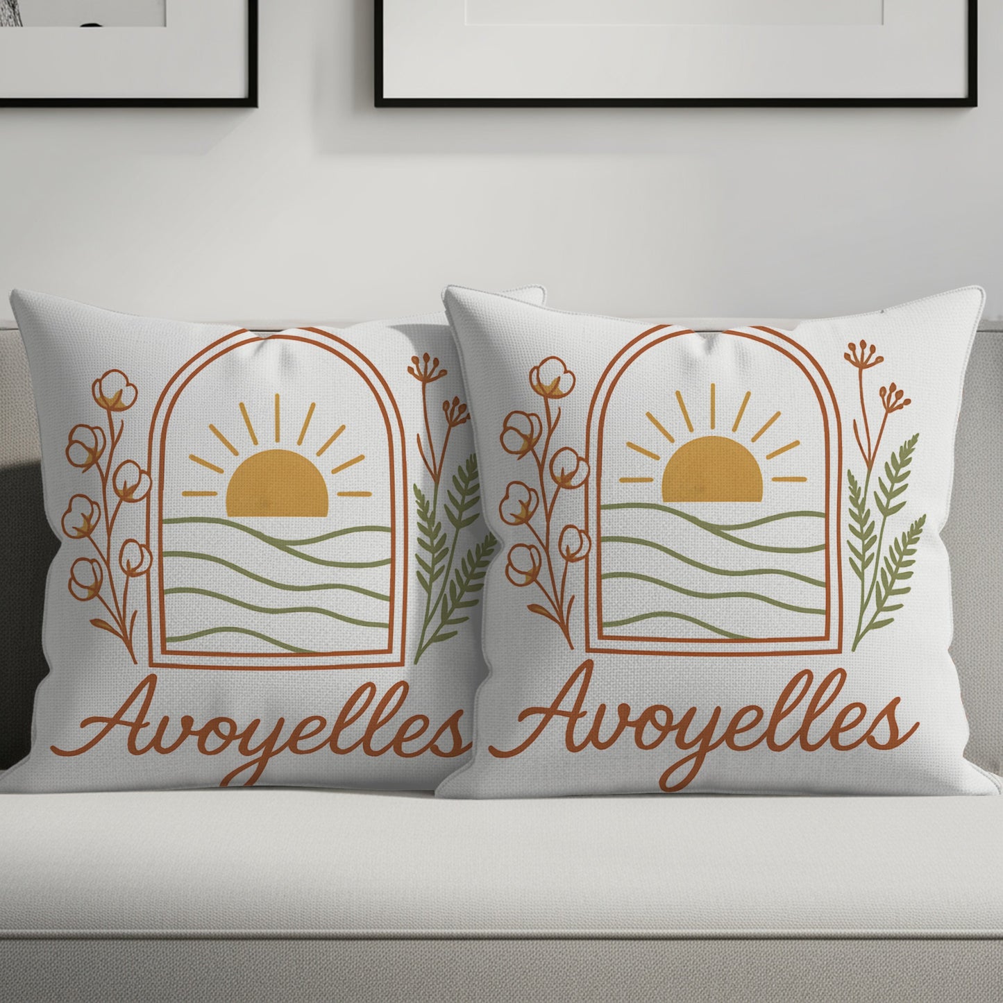 Sun and Waves Graphic Avoyelles Style Pillow product