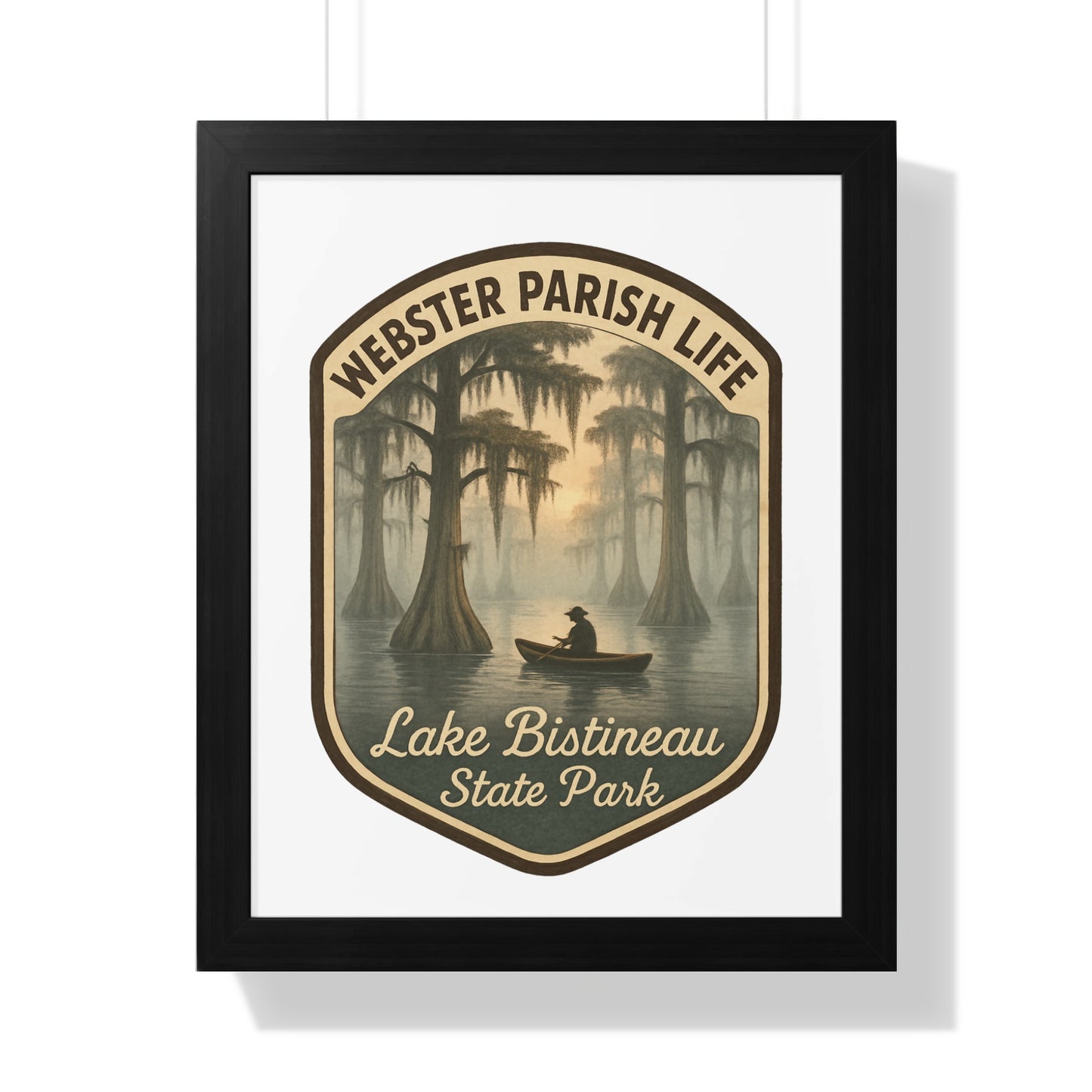 Webster Parish Life Lake Bistineau State Park Poster, Vintage Style Nature Print, Southern Swamp Art Decor, Framed Louisiana Landscape