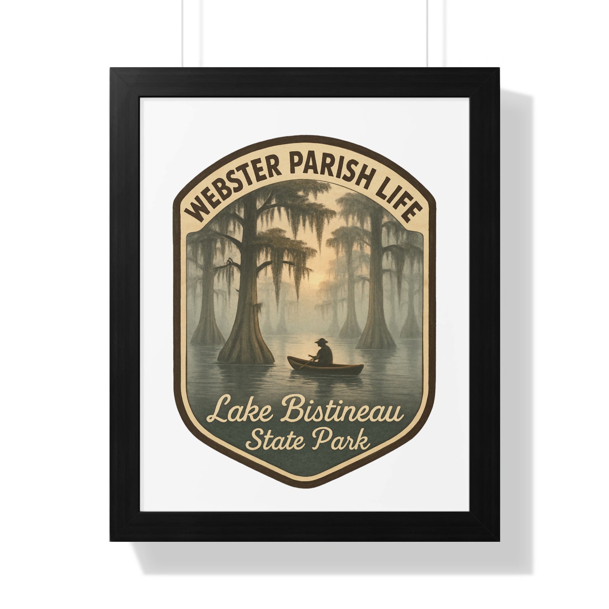 Webster Parish Life Lake Bistineau State Park Poster, Vintage Style Nature Print, Southern Swamp Art Decor, Framed Louisiana Landscape