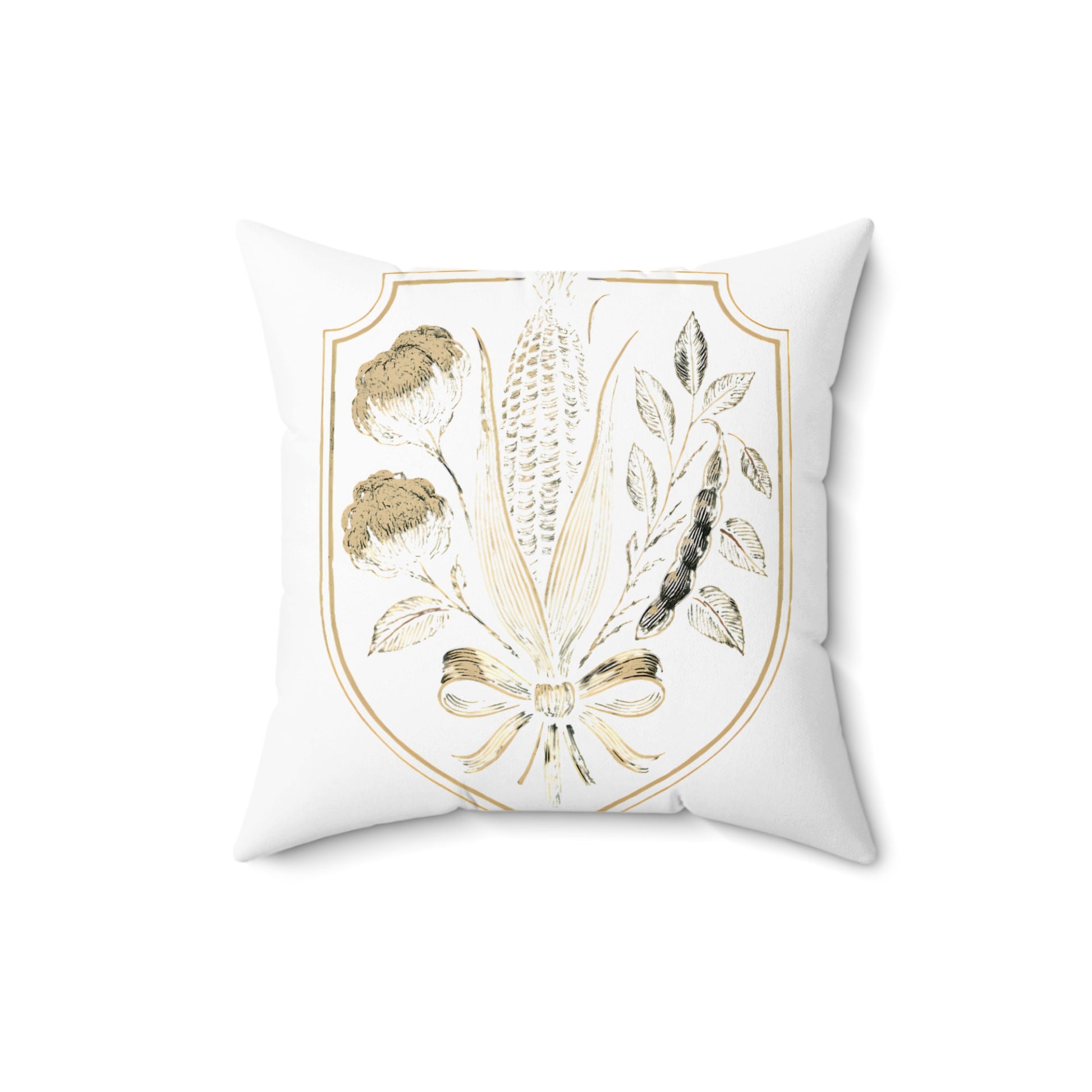 Elegant Gold Floral Emblem Decorative Pillow product