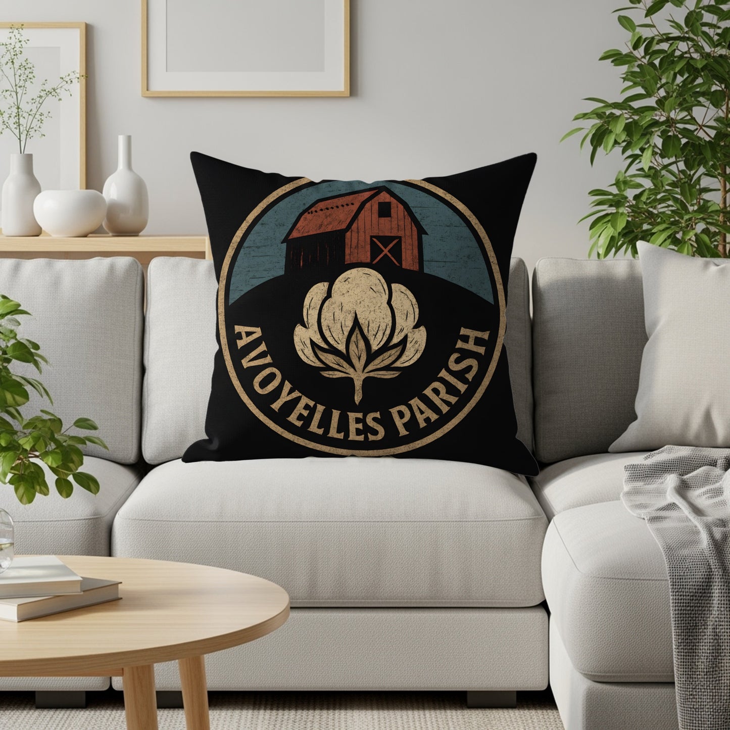 Avoyelles Parish Barn and Cotton Logo Pillow product type