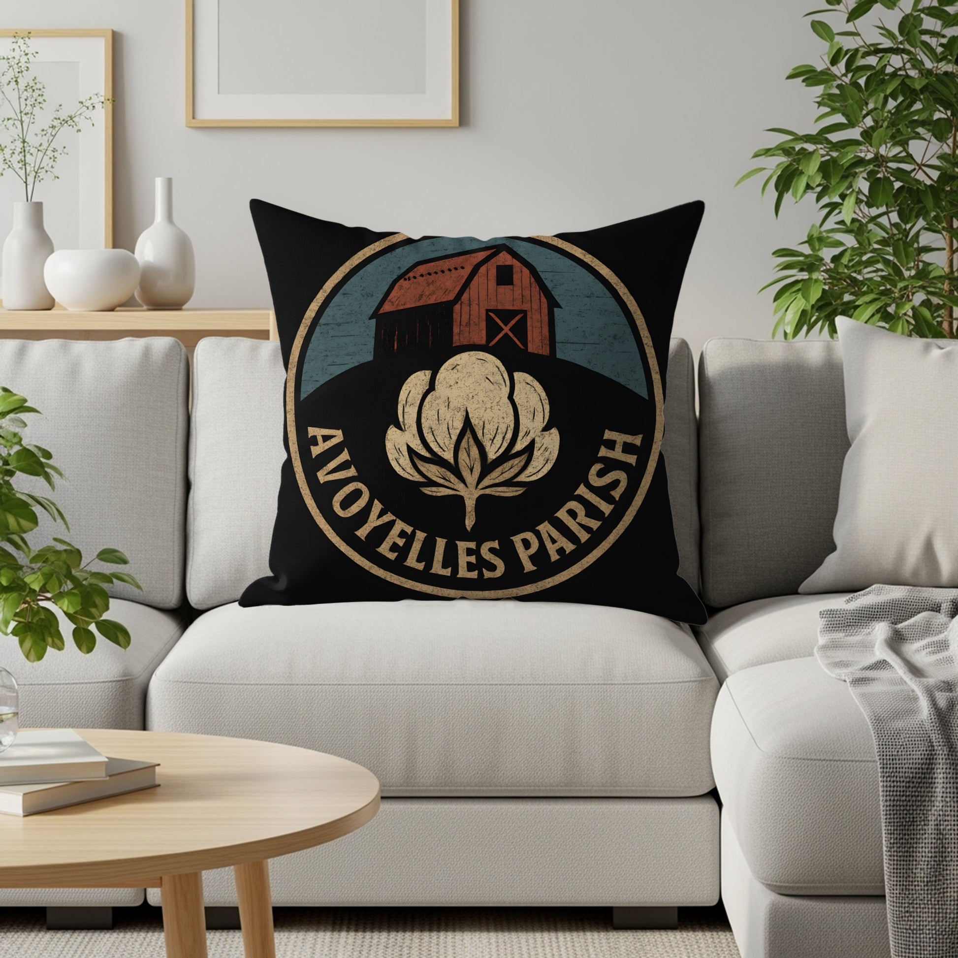 Avoyelles Parish Barn and Cotton Logo Pillow product type