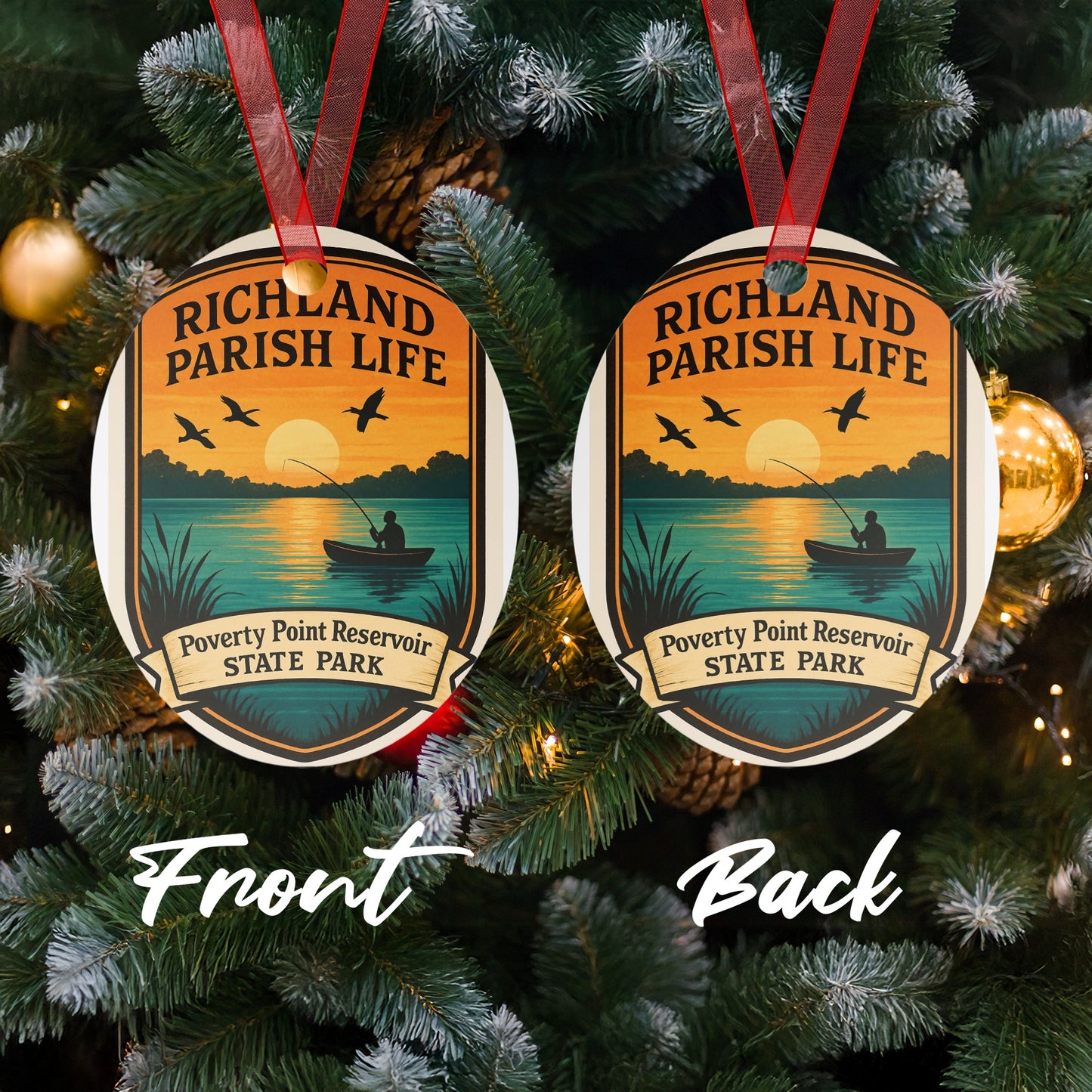 Richland Parish Life Poverty State Reservoir Christmas Ornament, Dual-Sided Holiday Decor, Festive Tree Decoration, Unique Gift Idea