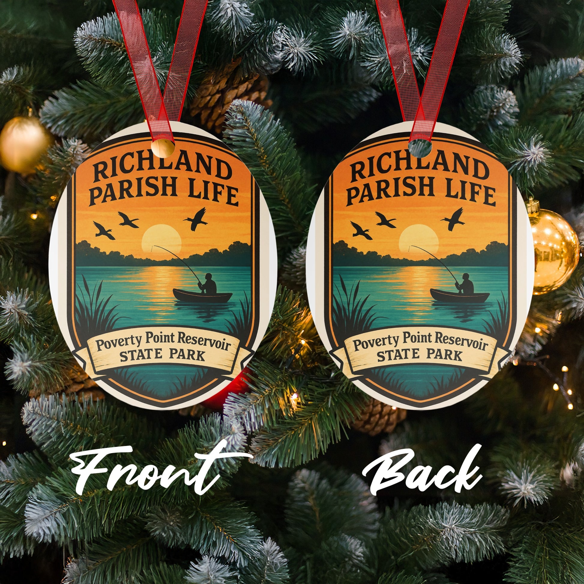 Richland Parish Life Poverty State Reservoir Christmas Ornament, Dual-Sided Holiday Decor, Festive Tree Decoration, Unique Gift Idea