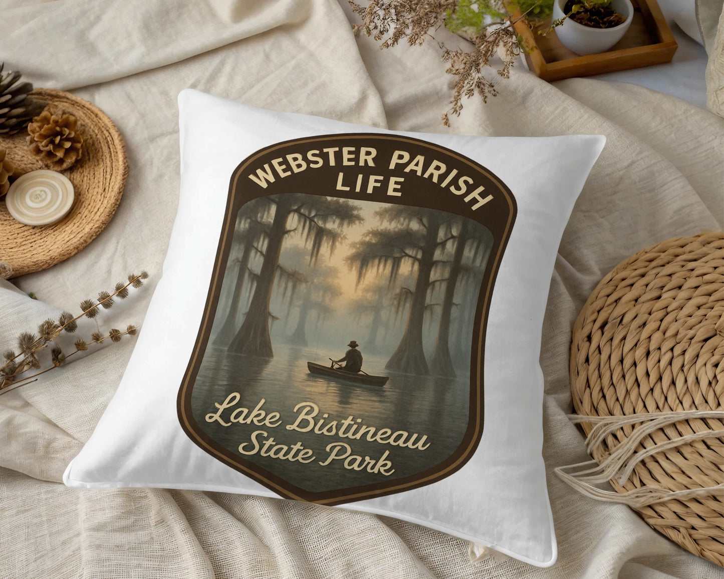 Lake Bistineau State Park Pillow, Webster Parish Life Cushion, Decorative Home Decor, Nature Themed Throw Pillow