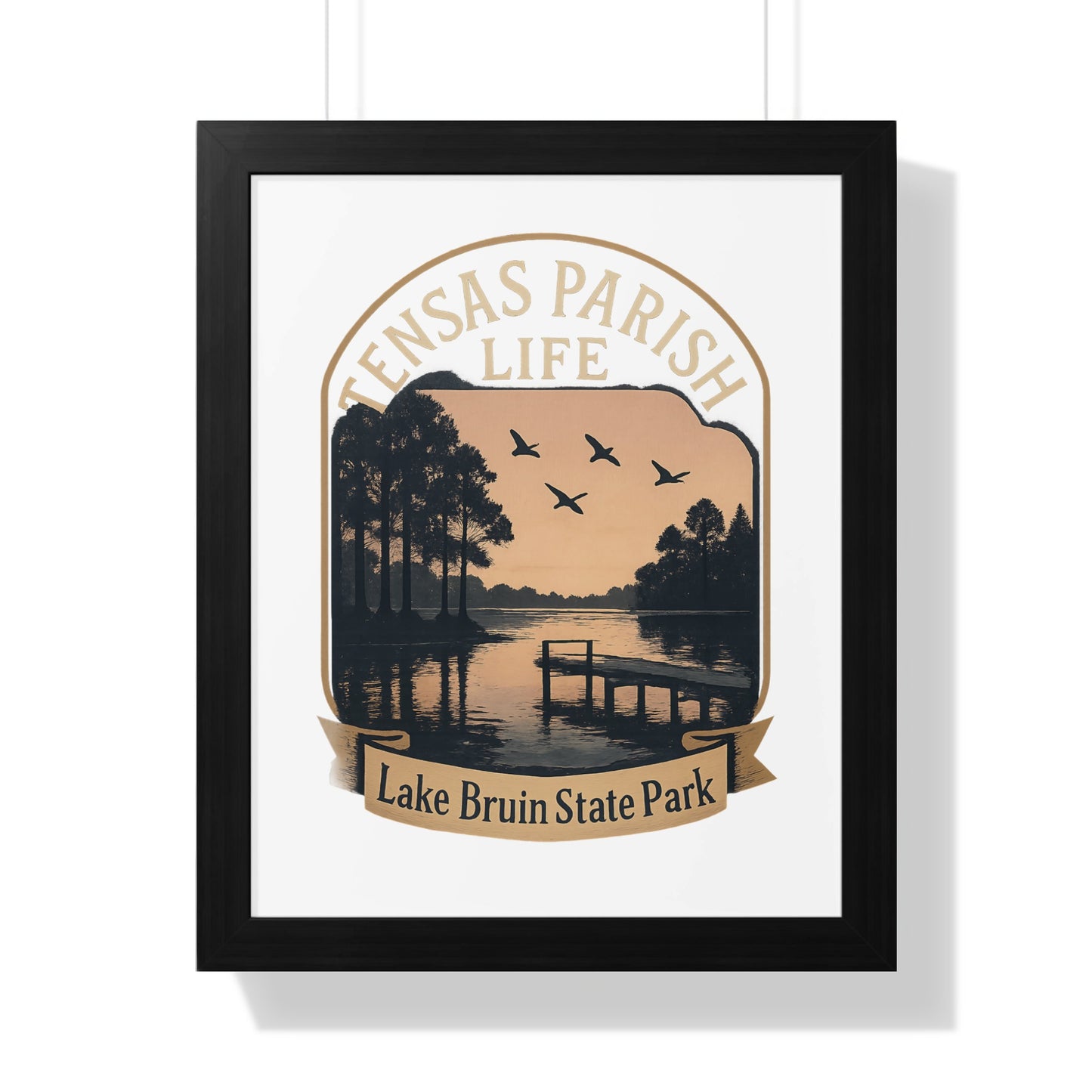 Lake Bruin State Park Poster, Tensas Parish Life Art, Scenic Lake Sunset Print, Birds Flying Over Water, Home Decor Wall Art