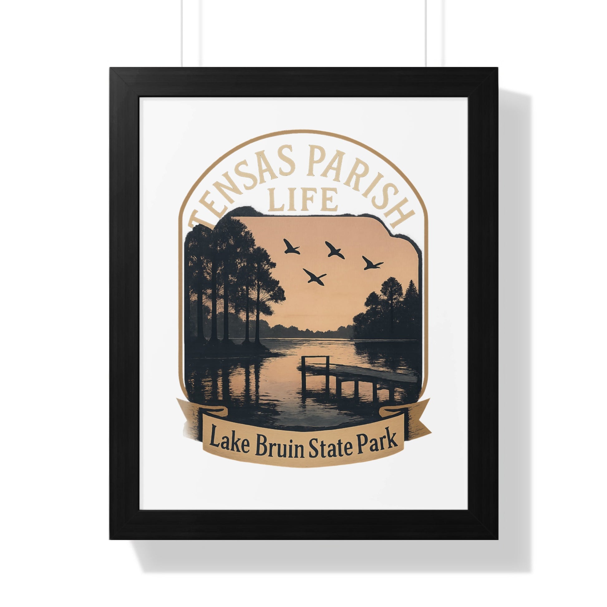 Lake Bruin State Park Poster, Tensas Parish Life Art, Scenic Lake Sunset Print, Birds Flying Over Water, Home Decor Wall Art