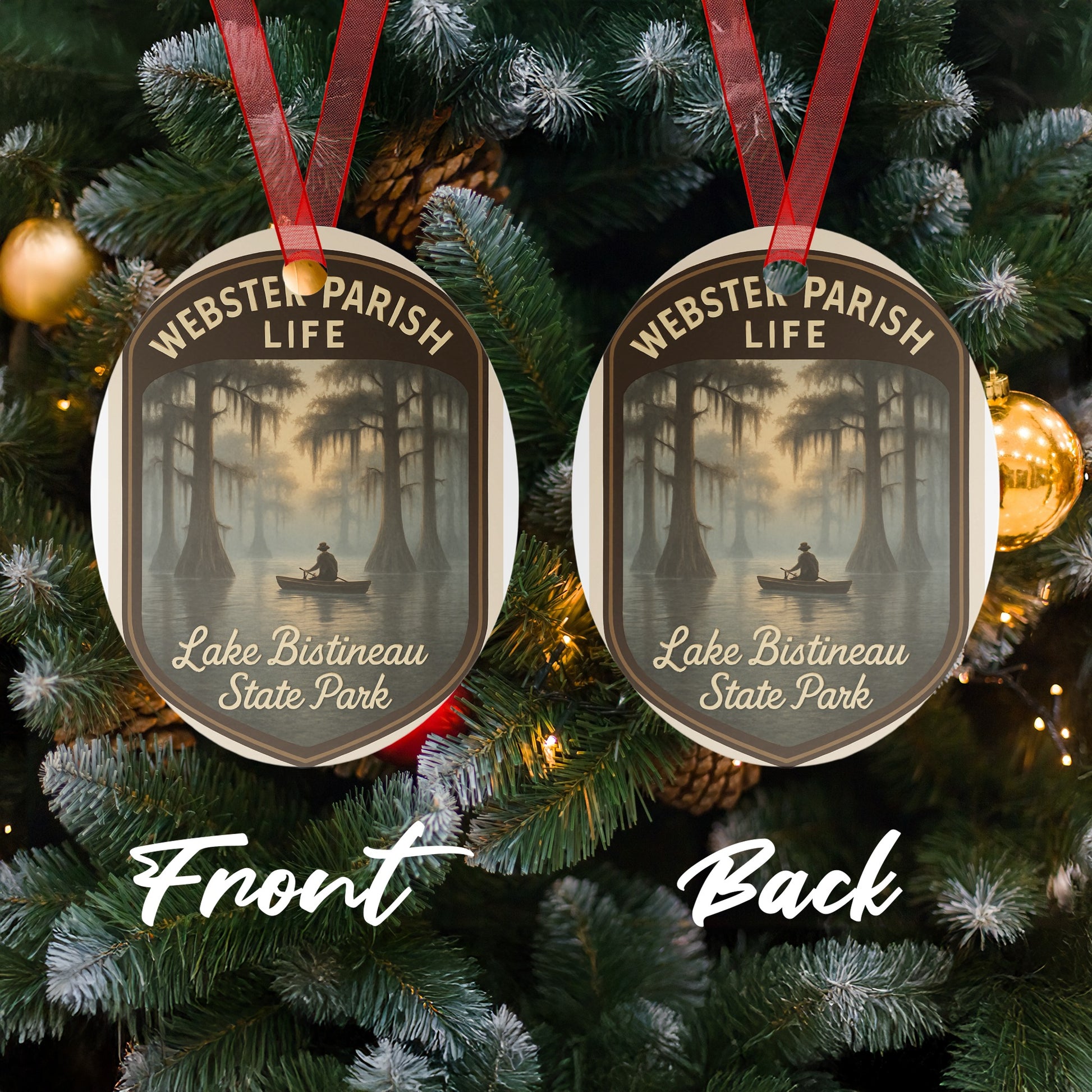 Webster Parish Life Custom Ornament, Lake Scene Double-Sided Holiday Decoration, Festive Christmas Tree Decor, Unique Gift Idea
