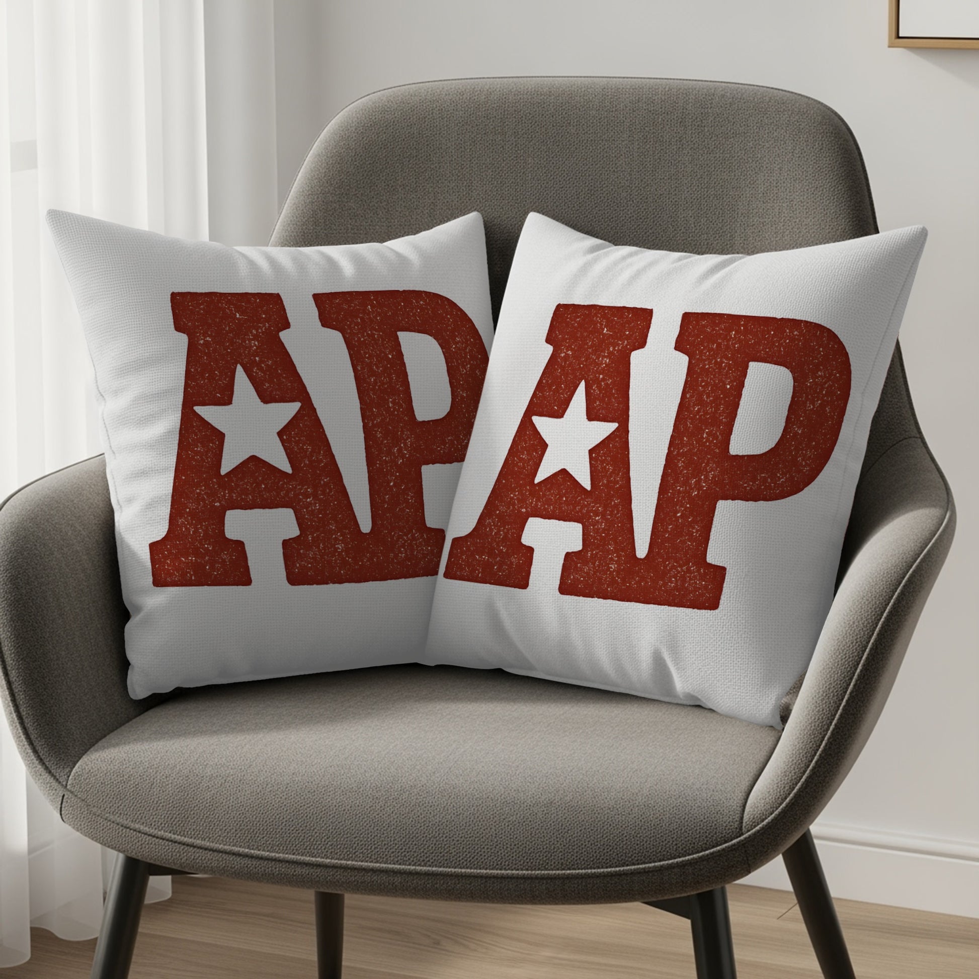Decorative cushions with AP letters printed product