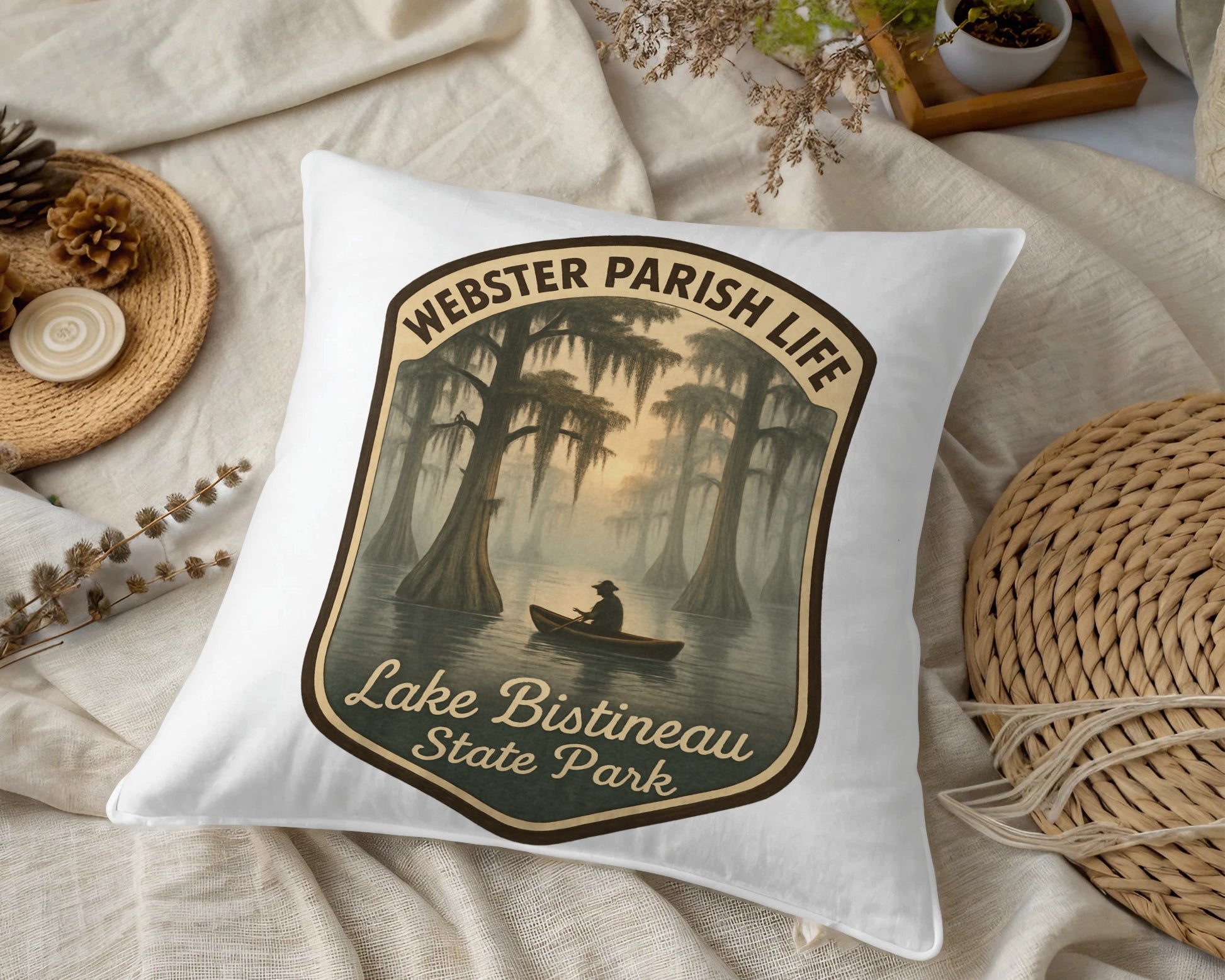 Lake Bistineau State Park Pillow, Webster Parish Decorative Throw Pillow, Nature Theme Home Accessory, Unique Gift Idea
