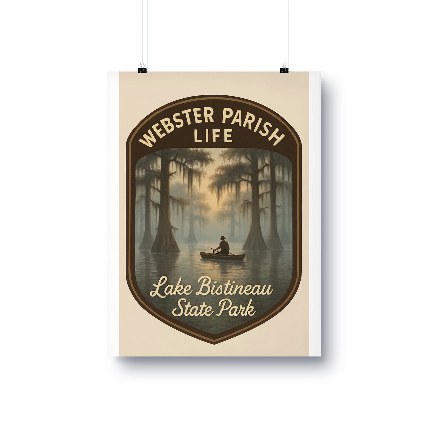 Vintage Webster Parish Life Poster, Lake Bistineau State Park Art, Rustic Cabin Decor, Wall Hanging, Nature Landscape Print