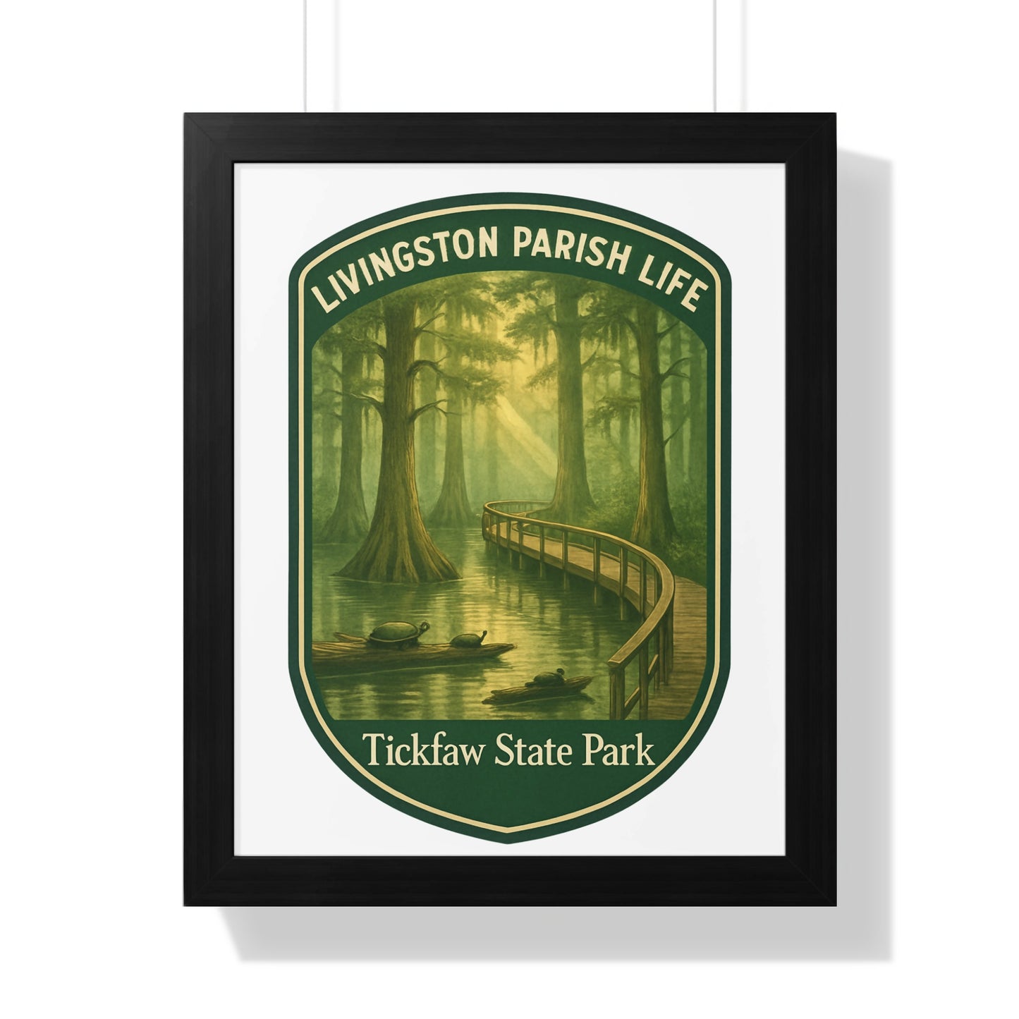Tickfaw State Park Poster, Livingston Parish Life, Vintage Style Swamp Scene, Framed Wall Art for Home Decor