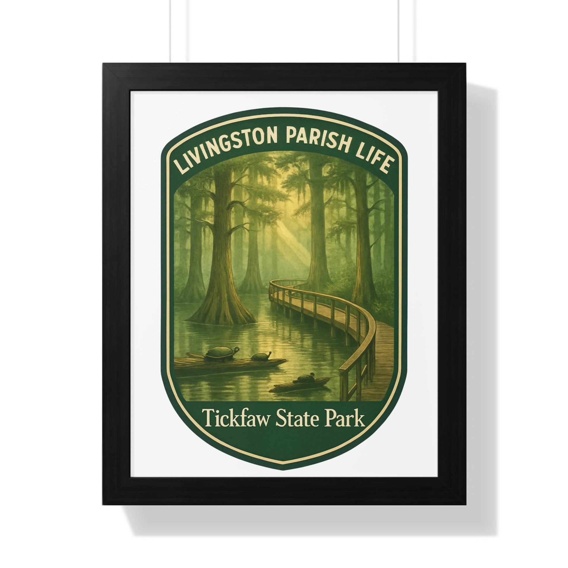 Tickfaw State Park Poster, Livingston Parish Life, Vintage Style Swamp Scene, Framed Wall Art for Home Decor