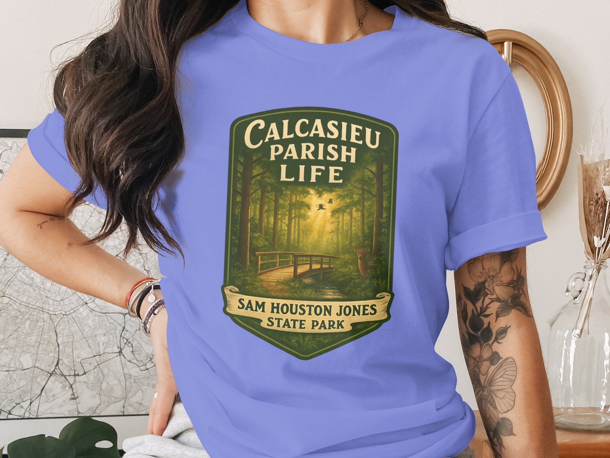 Calcasieu Parish Life T-Shirt, Sam Houston Jones State Park Graphic Tee, Nature Lover Gift, Vibrant Outdoor Design Shirt