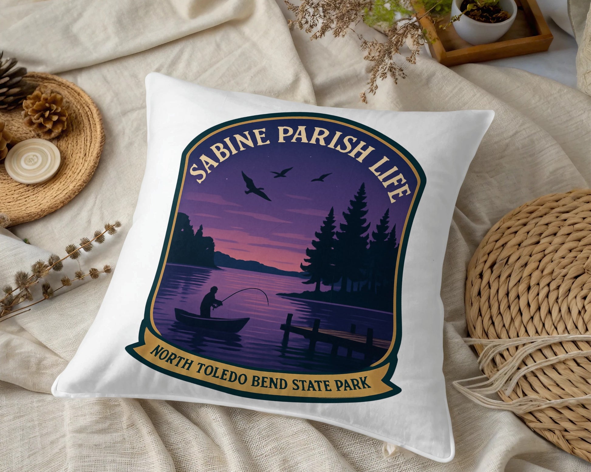 Sabine Parish Life North Toledo Bend State Park Throw Pillow Cover Decorative Home Decor