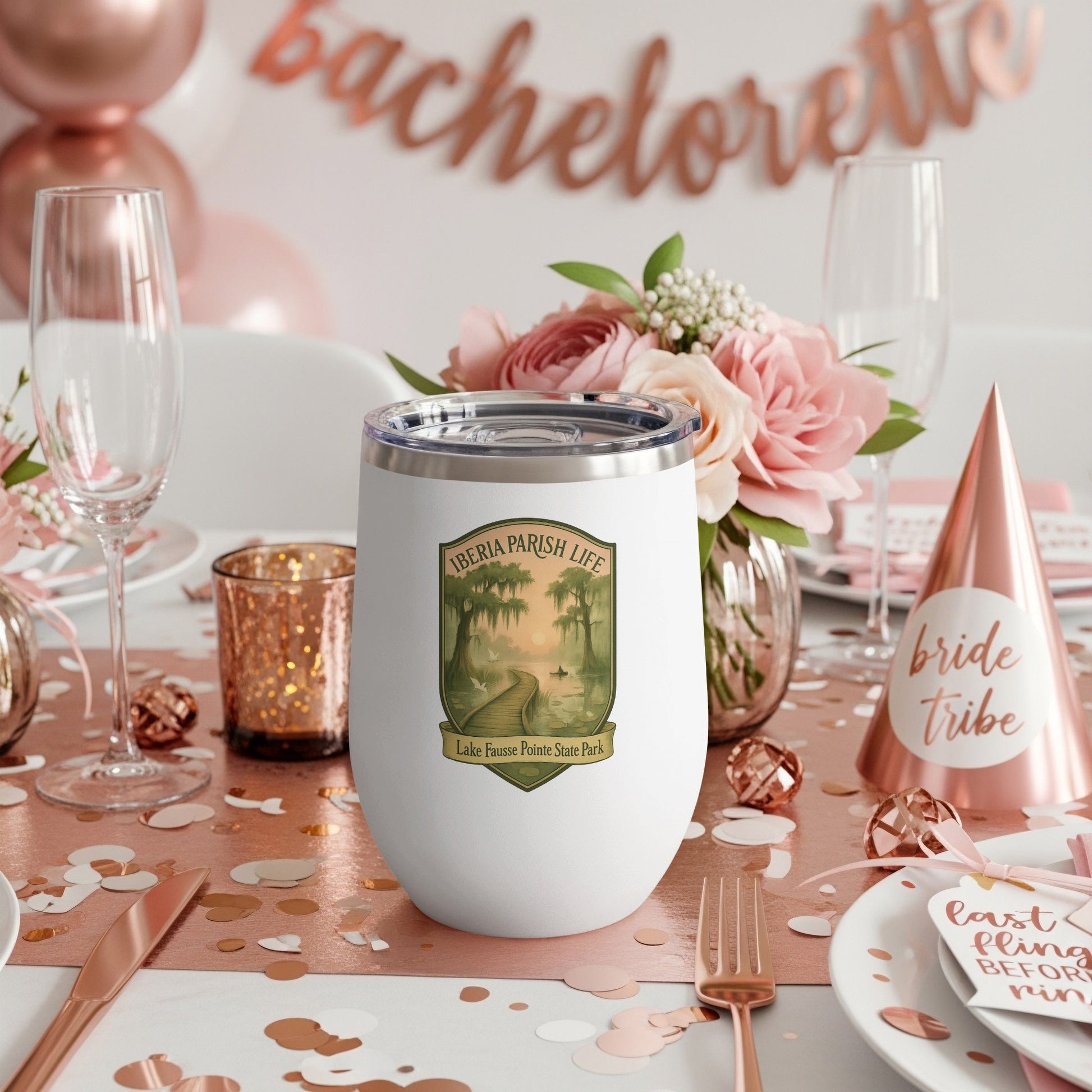 Bachelorette Party Tumbler, Custom Stainless Steel Insulated Cup, Personalized Floral Design, Bride Tribe Souvenir Gift