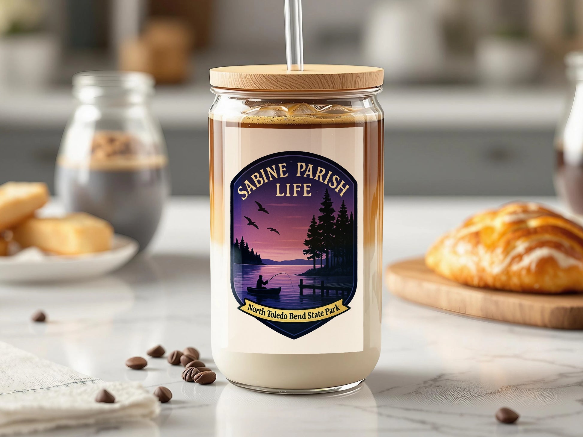 Sabine Parish Life Candle Jar, North Toledo Bend Sunset Print, Decorative Aromatherapy, Home Decor Gift