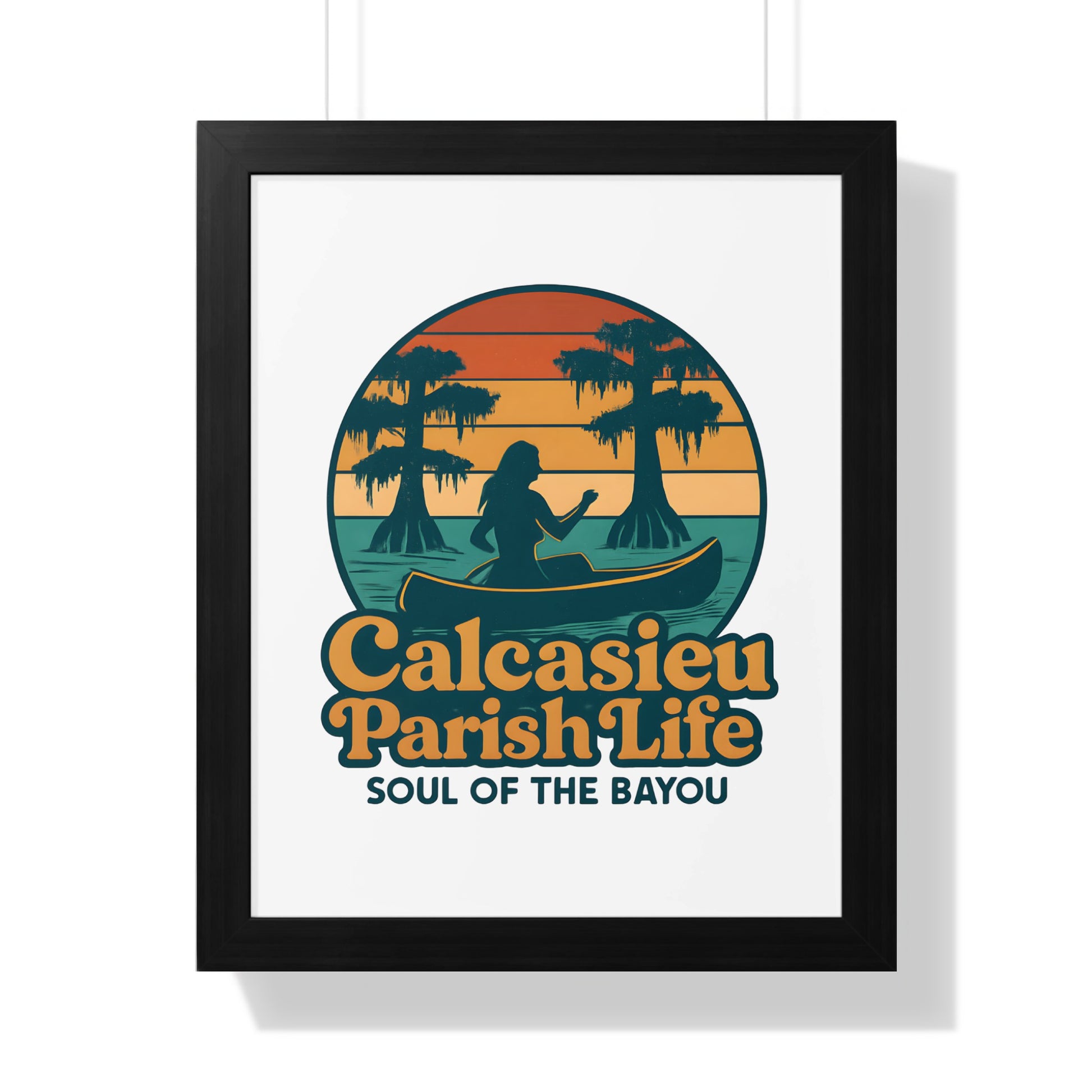 Calcasieu Parish Life Poster, Soul of the Bayou Art, Canoe Sunset Print, Wall Decor